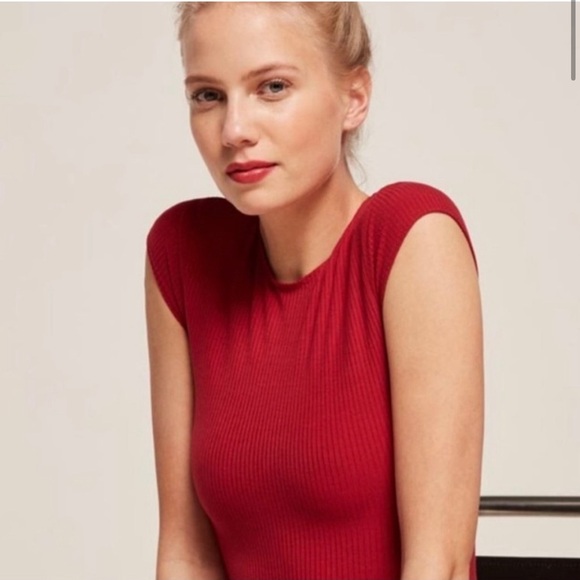 Reformation Greta Tensel Ribbed Midi Dress - Picture 3 of 9